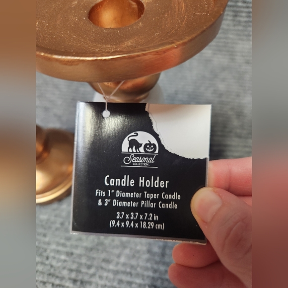 Halloween Decor Gothic Skull Bronze Gold Candlestick Holders 7.25" Tall NWT - Picture 11 of 13